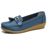2018 Apartamentos de Couro Mulheres Sapatos Flats Mulher Vaca Deslizamento Em Sapatas das Mulheres Decoração Big Size 35-44