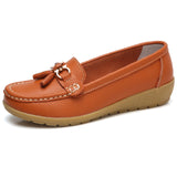 2018 Apartamentos de Couro Mulheres Sapatos Flats Mulher Vaca Deslizamento Em Sapatas das Mulheres Decoração Big Size 35-44