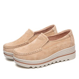 2019 Mulheres Primavera Apartamentos Sapatos Tênis de Plataforma Mulheres Sapatos de Camurça De Couro Sapatos Casuais Mulheres Mocassins Deslizar Sobre Mocassins Trepadeiras