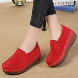 2019 Mulheres Primavera Sapatos Baixos Loafers Sapatas Das Senhoras da Camurça Plataforma Oco Sapatos de Couro Deslizar Sobre Mocassins Trepadeiras Apartamentos de Fundo