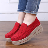 2019 Mulheres Primavera apartamentos sapatos de plataforma sapatilhas slip on flat oco senhoras mocassins creepers Mocassins de couro sapatos casuais mulheres