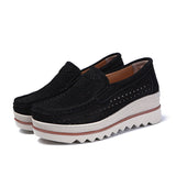 2019 Mulheres Primavera apartamentos sapatos de plataforma sapatilhas slip on flat oco senhoras mocassins creepers Mocassins de couro sapatos casuais mulheres