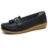Apartamentos primavera Mulheres Sapatos Mulheres Apartamentos Mocassins de Couro Genuíno Deslizamento Em Mocassins Mocassins Femininos Sapatos Plus Size das Mulheres 35 -44