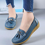 Apartamentos primavera Mulheres Sapatos Mulheres Apartamentos Mocassins de Couro Genuíno Deslizamento Em Mocassins Mocassins Femininos Sapatos Plus Size das Mulheres 35 -44