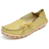Plus Size 35-44 Mulheres Sapatos de Couro Genuíno 2017 Moda Primavera Suave Lace-up Casual Sapatos Rasos Peas não-Deslizamento Sapatos Ao Ar Livre