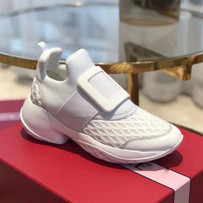 Prova Perfetto New air mesh cristal Formadores creeper sneakers mulheres sapatos casuais sapatos de plataforma fundo grosso strass tenis feminino