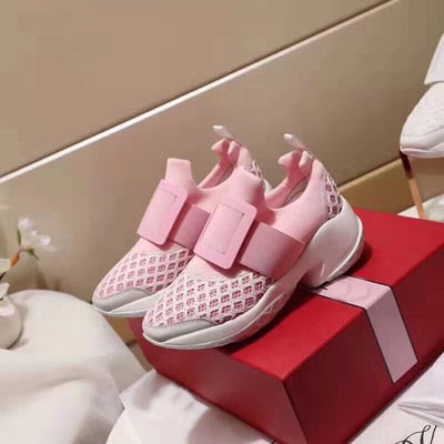 Prova Perfetto New air mesh cristal Formadores creeper sneakers mulheres sapatos casuais sapatos de plataforma fundo grosso strass tenis feminino