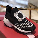 Prova Perfetto New air mesh cristal Formadores creeper sneakers mulheres sapatos casuais sapatos de plataforma fundo grosso strass tenis feminino