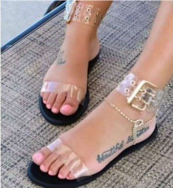 Sandálias Das Mulheres Sandálias Flats Sapatos Tamanho Grande Feminino Geléia Clara Transparente Sapatos Das Senhoras Romanas Praia Sandalias Mujer