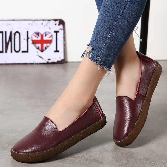 Sapatas das mulheres Brancas de Couro Genuíno Sapatos Para As Mulheres Mocassins Macios Mocassin Femme Couro Oxford Shoes Slip On Casual Flat Shoes