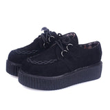 Trepadeiras Mulheres Sapatos Femininos Sapatos de Plataforma Plana Sapatos Moda Lace-Up Casual Sapatos de Camurça Preta Trepadeiras Sapatos Mulheres 10 Cores 35-41