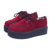 Trepadeiras Mulheres Sapatos Femininos Sapatos de Plataforma Plana Sapatos Moda Lace-Up Casual Sapatos de Camurça Preta Trepadeiras Sapatos Mulheres 10 Cores 35-41